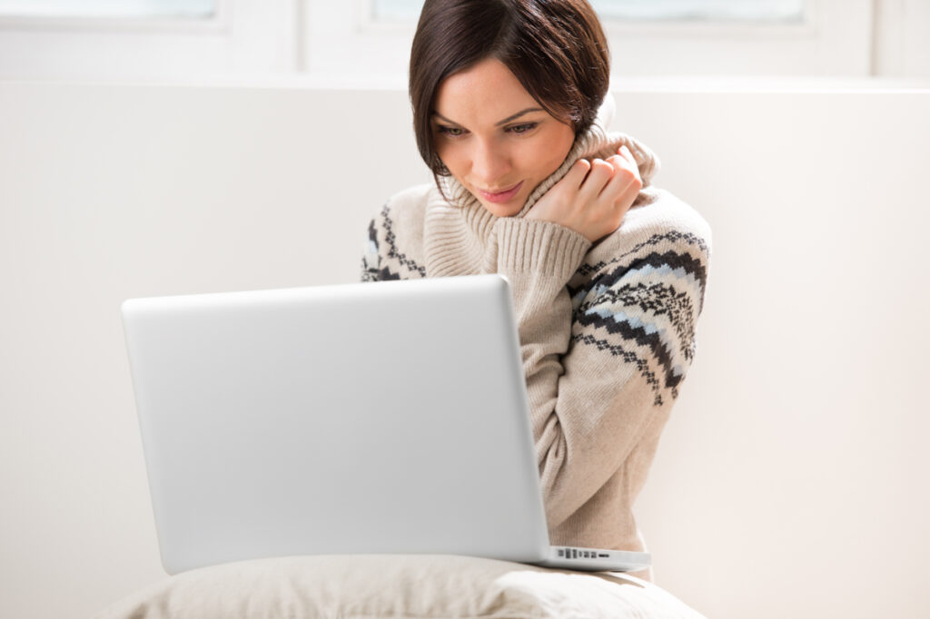 woman on a computer